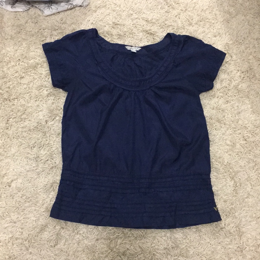 American eagle silk blend navy blouse